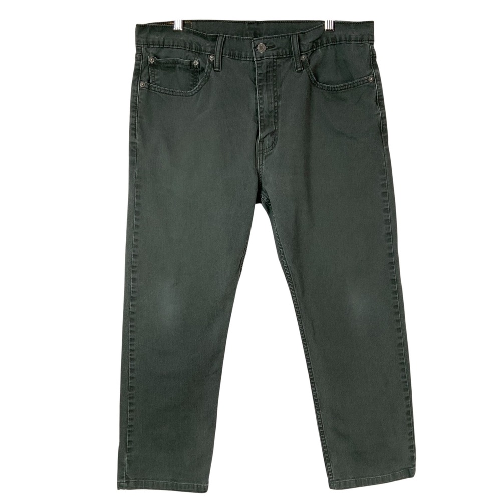 Levi's 502 Dark Green Tapered Jeans 36 Button Zip Fly Mid Rise Regular Stretch